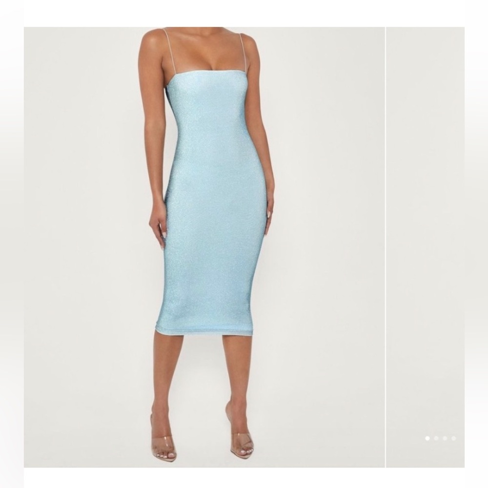 Meshki jalia shimmer mini baby blue dress